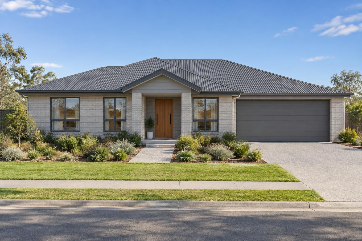 Concept illustration of a single-storey family home with a gabled entry